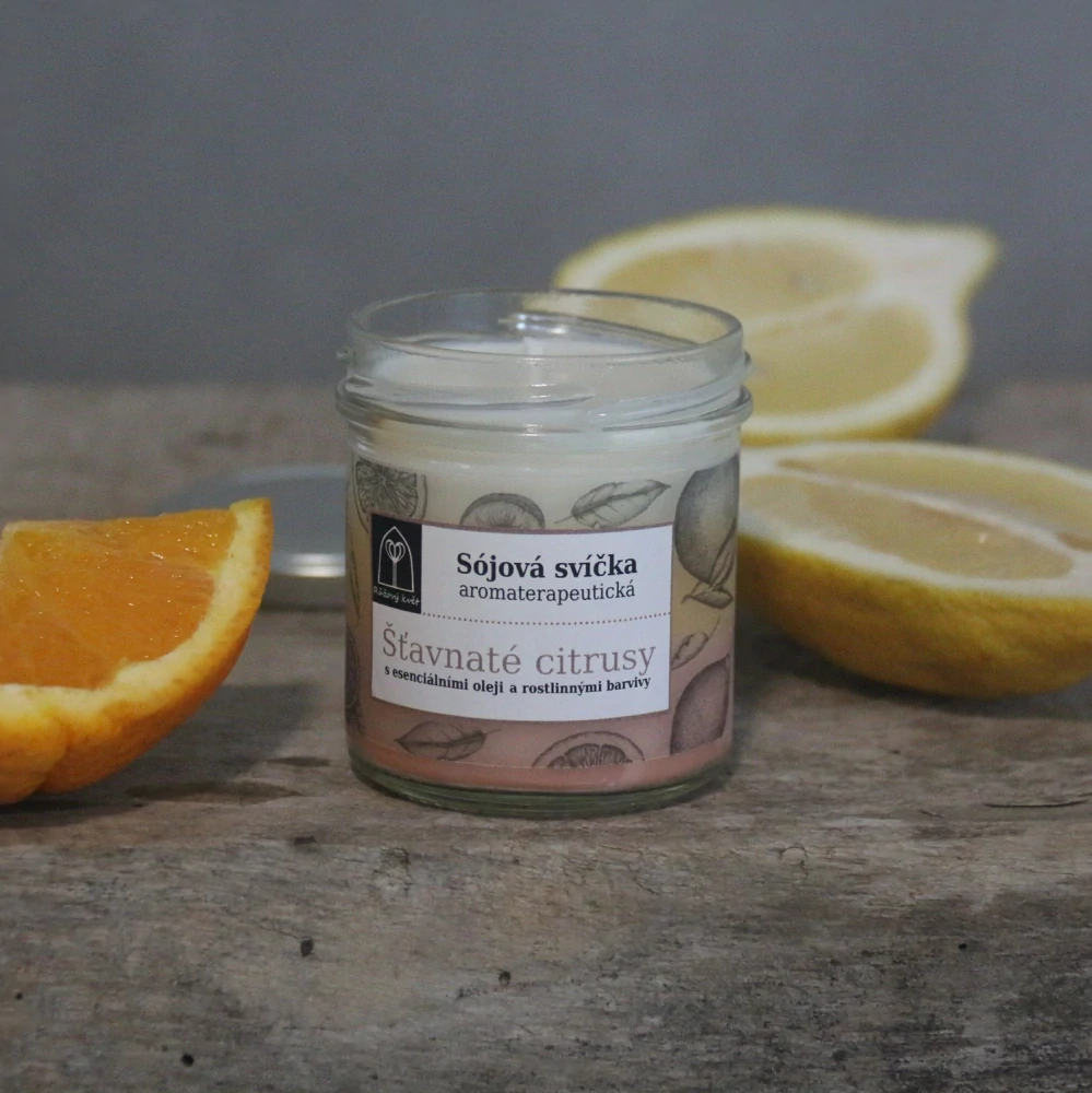 Aromaterapeutická sójová svíčka "Šťavnaté citrusy" 120 g