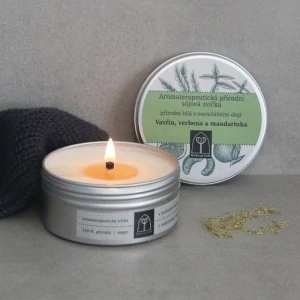 Aromaterapeutická sójová svíčka Vavřín, verbena a mandarinka 145 g