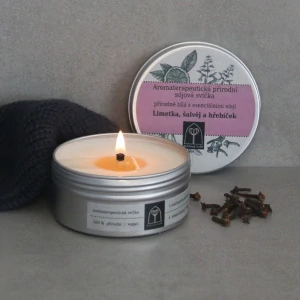 Aromaterapeutická sójová svíčka Limetka, šalvěj a hřebíček 145 g