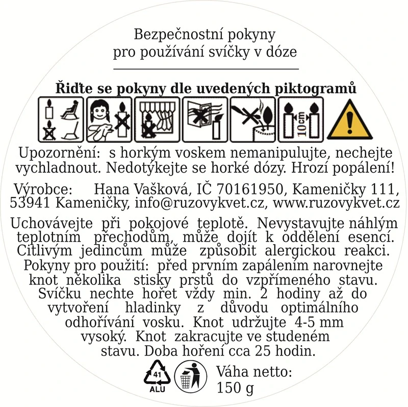 Vonná sójová svíčka Geranium, verbena a růžové dřevo 145 g