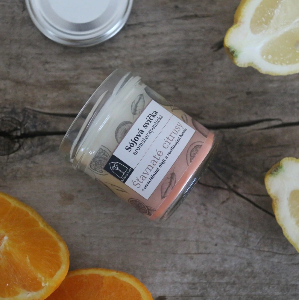 Aromaterapeutická sójová svíčka "Šťavnaté citrusy" 120 g