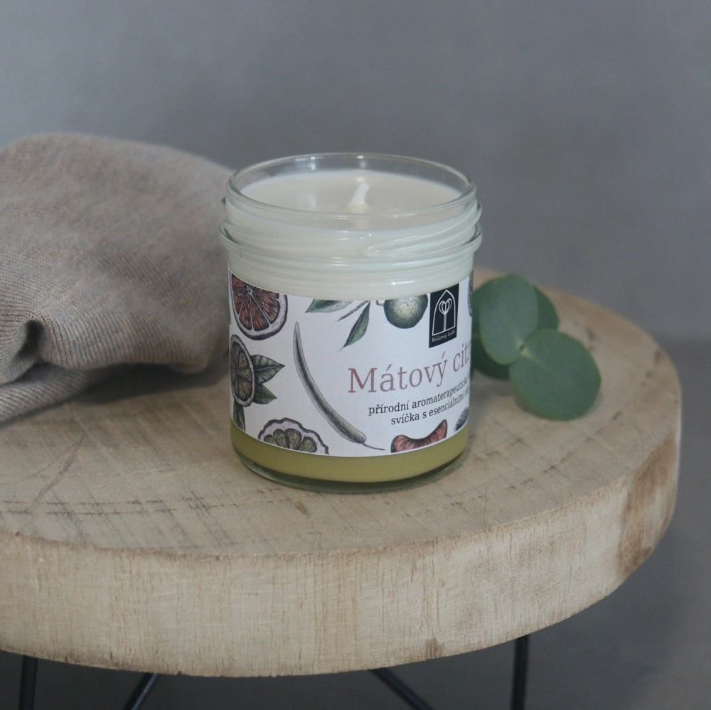 Aromaterapeutická sójová svíčka "Mátový citrus" 120 g
