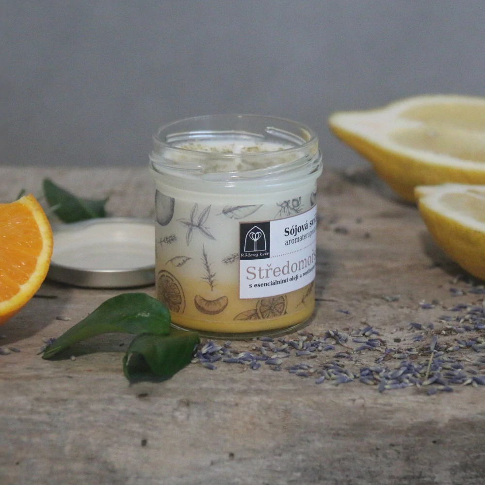 Aromaterapeutická sójová svíčka "Středomořská" 120 g