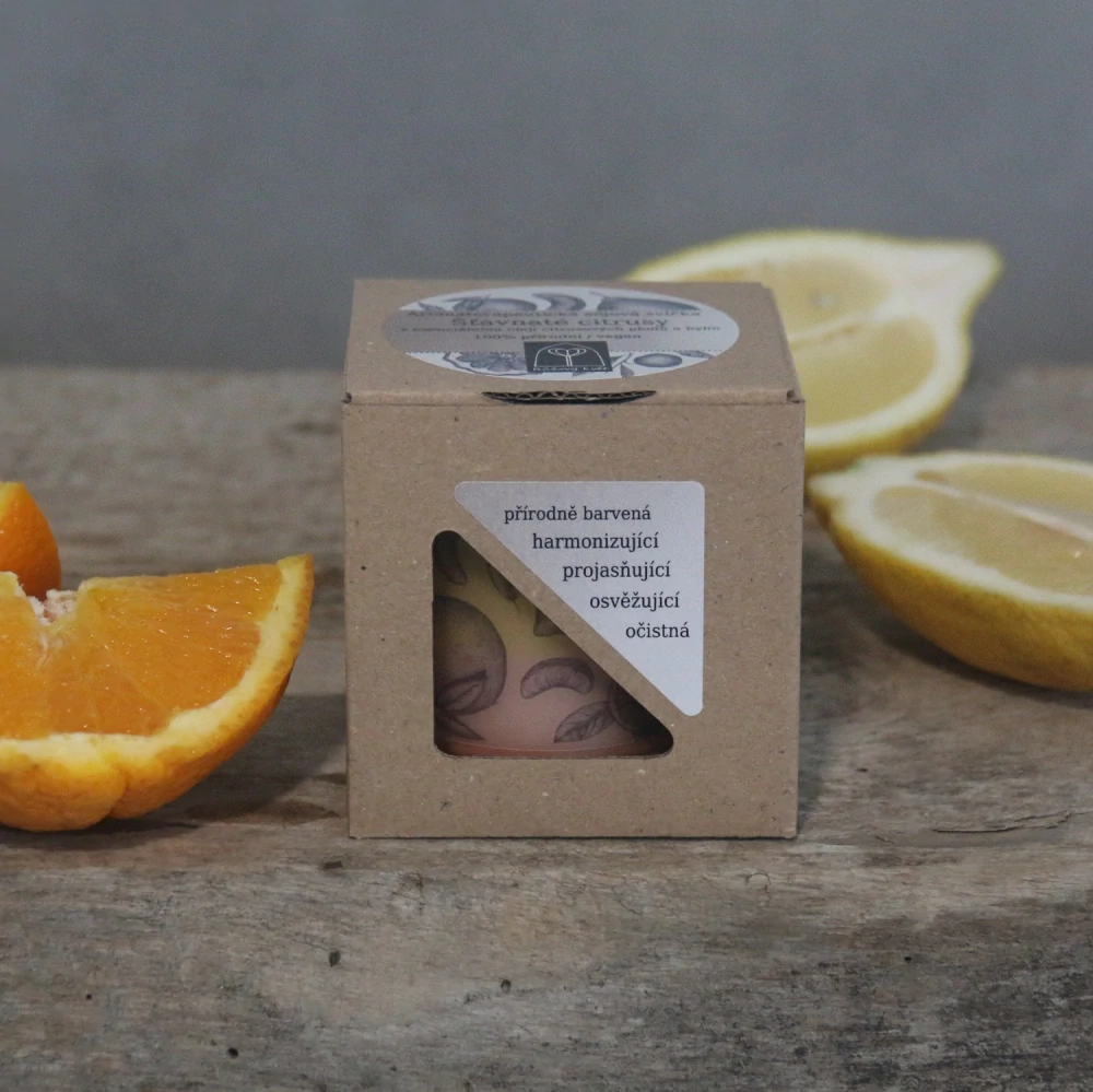 Aromaterapeutická sójová svíčka "Šťavnaté citrusy" 120 g