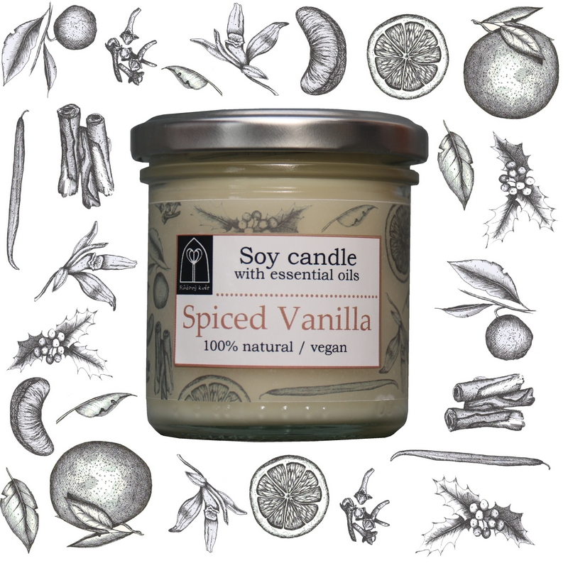 Aromaterapeutická sójová svíčka "Vanilková s kořením / Spiced Vanilla" 120 g