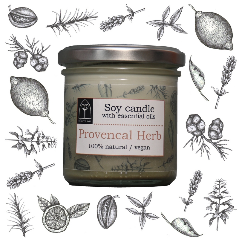 Aromaterapeutická sójová svíčka "Provensálské byliny / Provencal Herb" 120 g