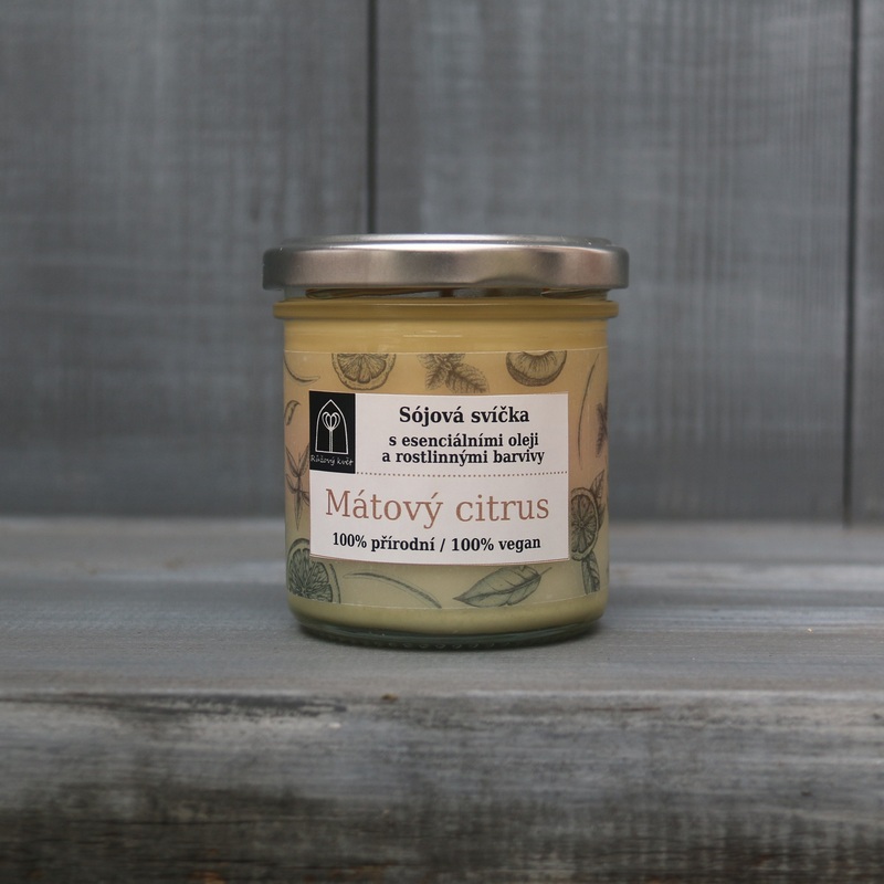 Aromaterapeutická sójová svíčka "Mátový citrus / Mint Citrus" 120 g