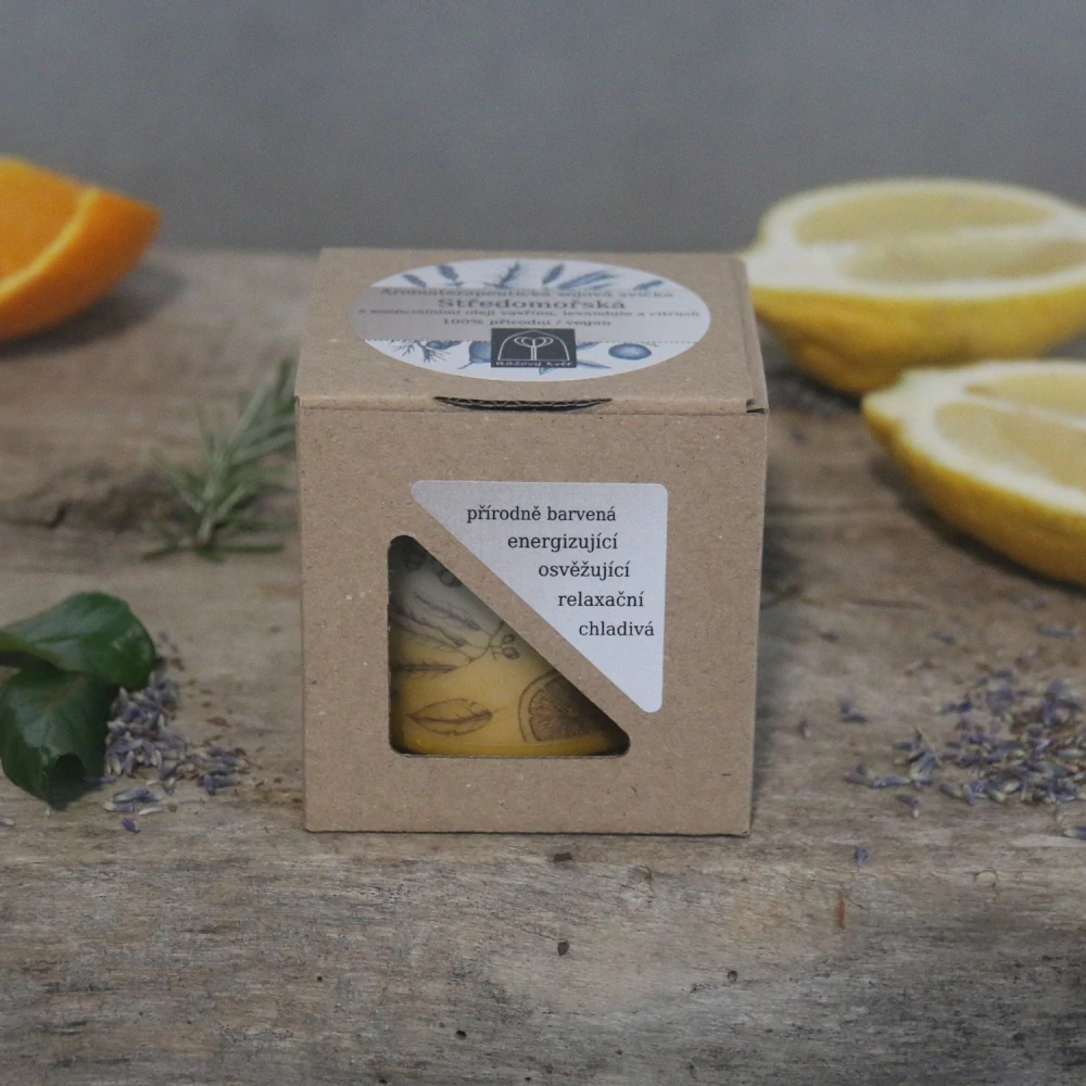 Aromaterapeutická sójová svíčka "Středomořská" 120 g