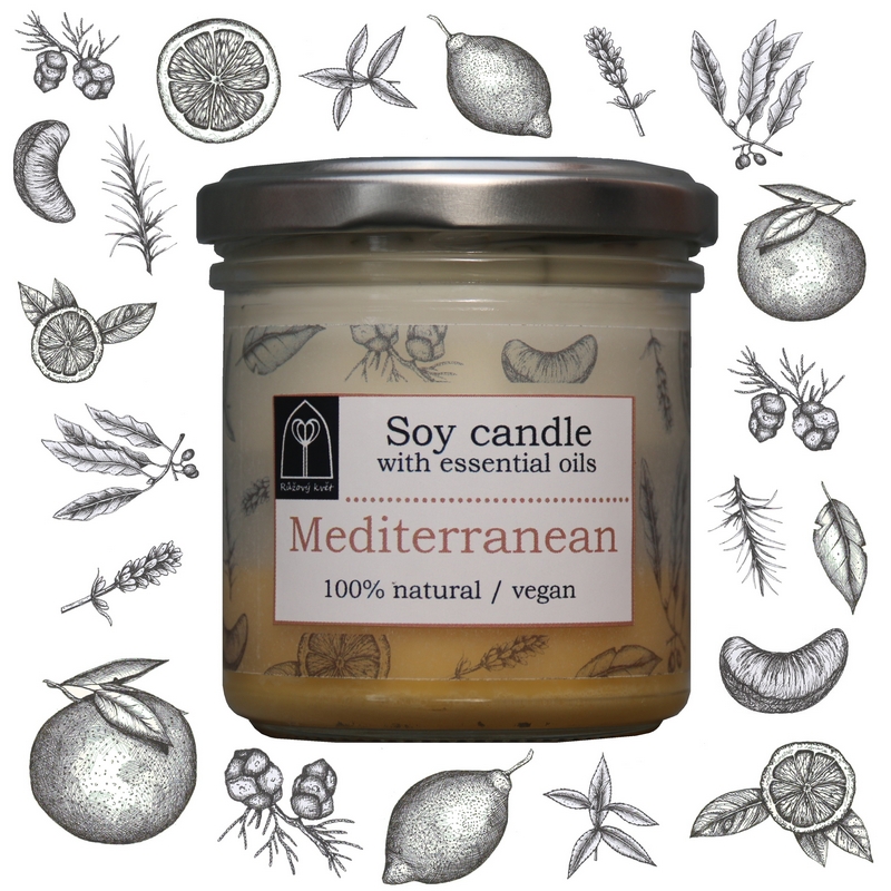Aromaterapeutická sójová svíčka "Středomořská / Mediterranean" 120 g