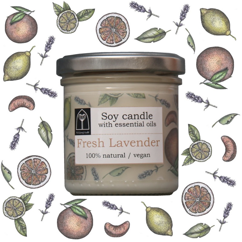 Aromaterapeutická sójová svíčka "Čerstvá levandule / Fresh Lavender" 120 g