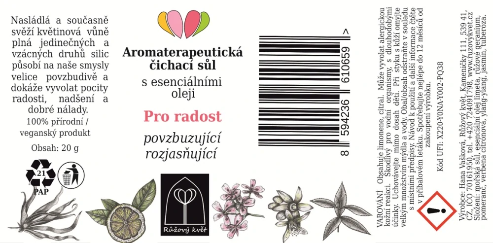 Čichací sůl Pro radost - rozjasňující, povzbuzující