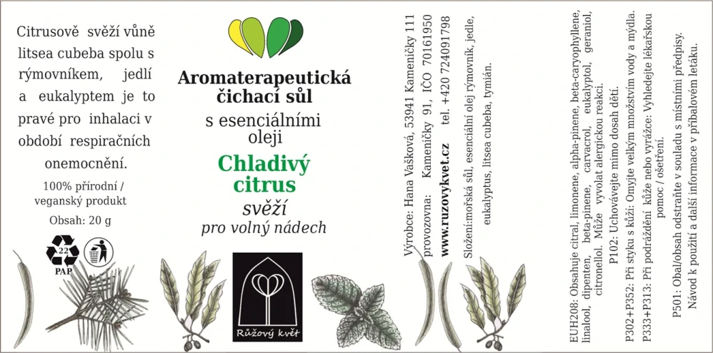 Čichací sůl Chladivý citrus - svěží, pro volný nádech