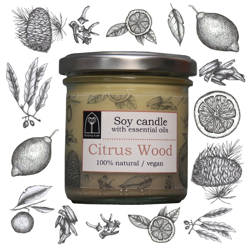 Aromaterapeutická sójová svíčka "Citrusové dřevo / Citrus Wood" 120 g