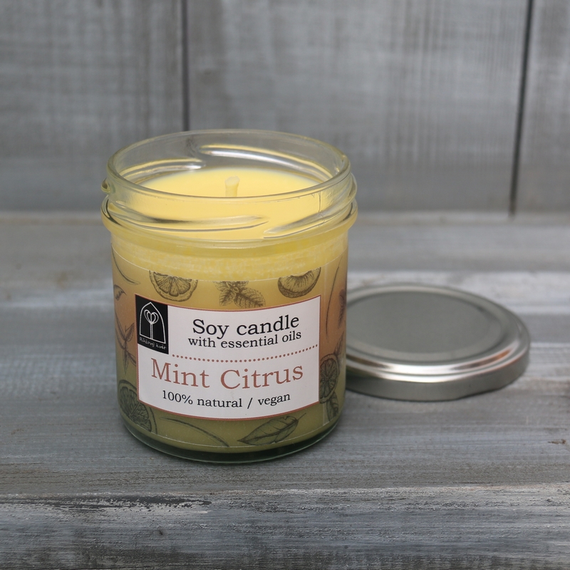 Aromaterapeutická sójová svíčka "Mátový citrus / Mint Citrus" 120 g