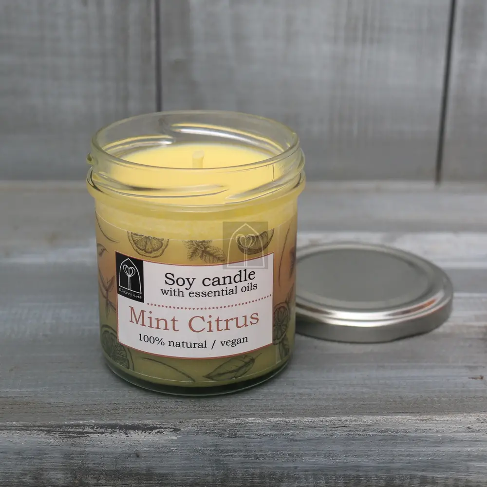 Aromaterapeutická sójová svíčka "Mátový citrus / Mint Citrus" 120 g