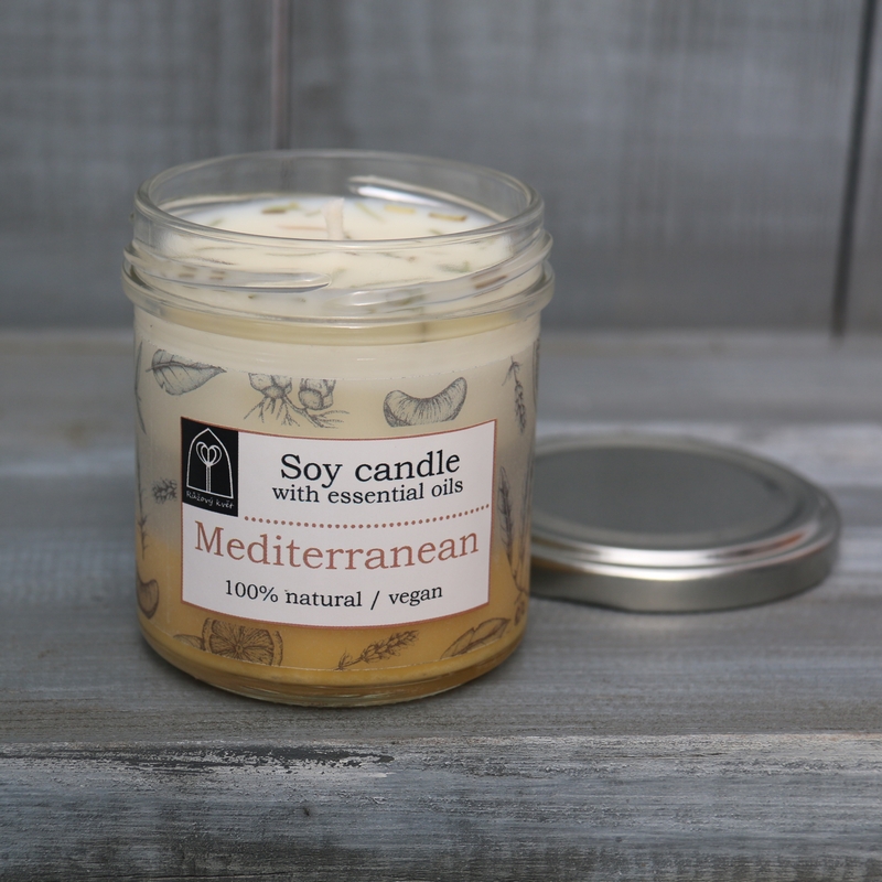 Aromaterapeutická sójová svíčka "Středomořská / Mediterranean" 120 g