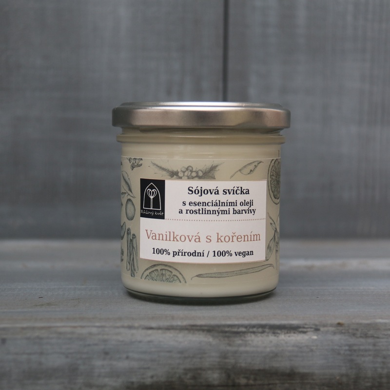 Aromaterapeutická sójová svíčka "Vanilková s kořením / Spiced Vanilla" 120 g