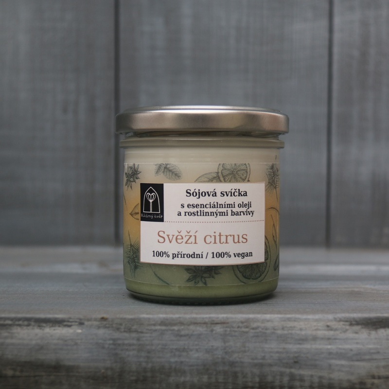 Aromaterapeutická sójová svíčka "Svěží citrus / Fresh Citrus" 120 g