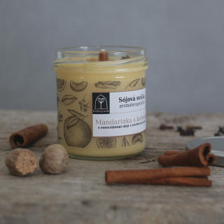 Aromaterapeutická sójová svíčka "Mandarinka s kořením" 120 g