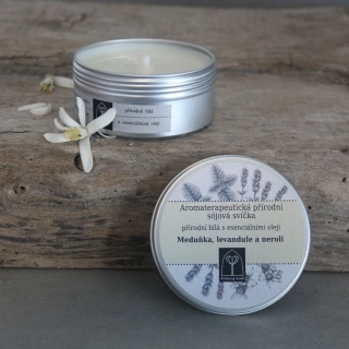 Aromaterapeutická sójová svíčka Meduňka, levandule a neroli 145 g
