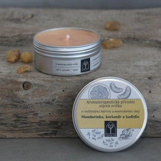Aromaterapeutická sójová svíčka Mandarinka, koriandr a kadidlo 145 g