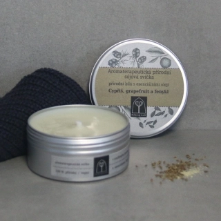 Aromaterapeutická sójová svíčka Cypřiš, grapefruit a fenykl 145 g