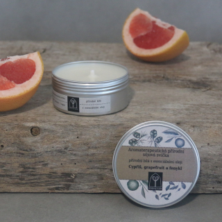Aromaterapeutická sójová svíčka Cypřiš, grapefruit a fenykl 145 g