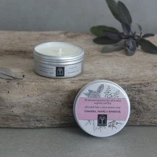 Aromaterapeutická sójová svíčka Limetka, šalvěj a hřebíček 145 g