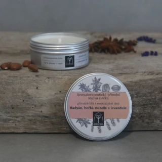 Aromaterapeutická sójová svíčka Badyán, hořká mandle a levandule 145 g