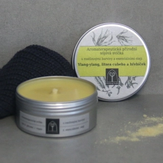Aromaterapeutická sójová svíčka Ylang-ylang, hřebíček a litsea cubeba 145 g