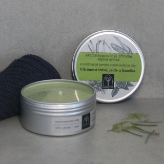 Aromaterapeutická sójová svíčka Citrónová tráva, jedle a limetka 145 g